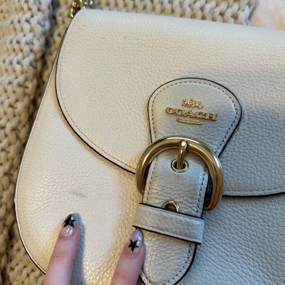 White Coach Saddle Bag with gold hardware - Picture 4 of 8